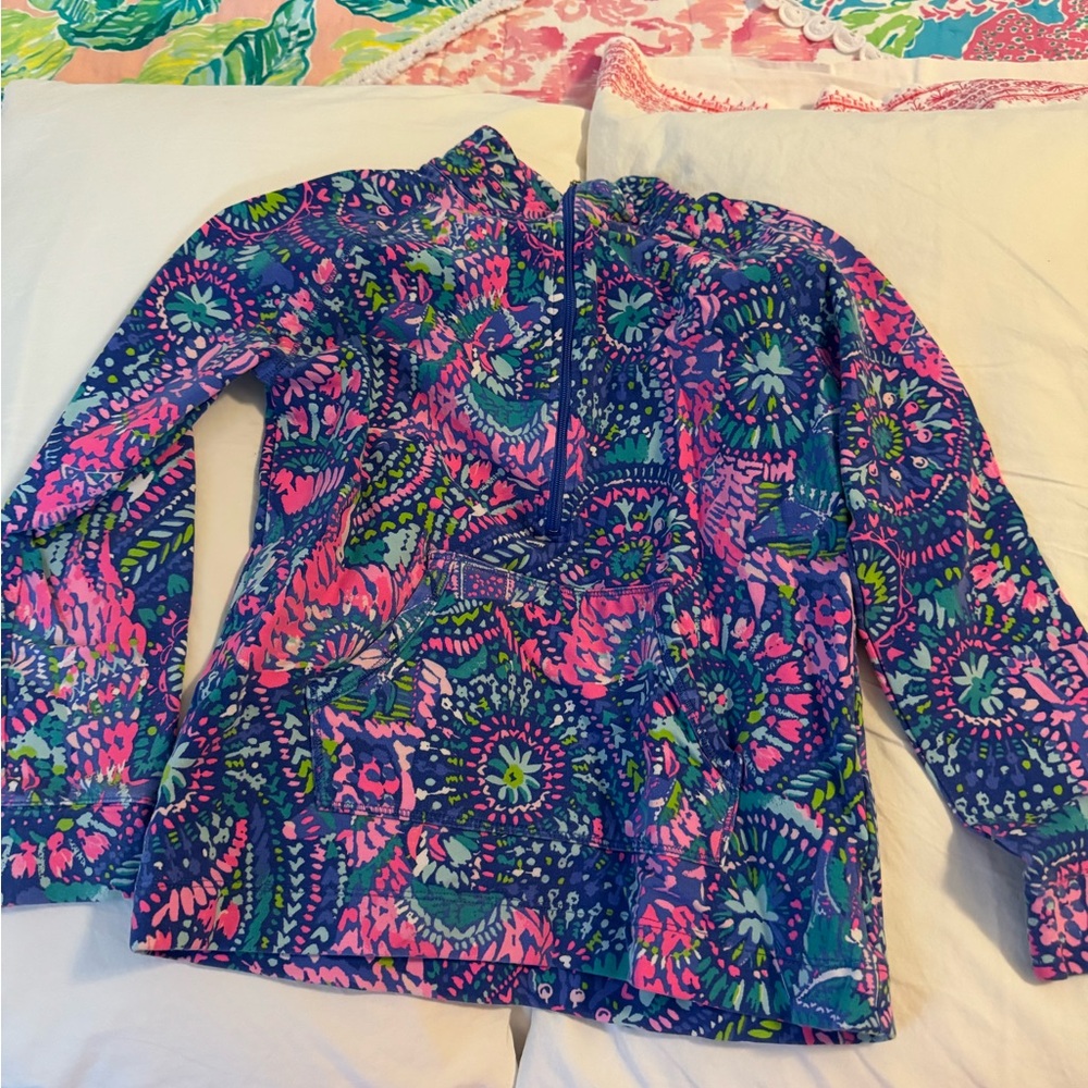 Lilly Pulitzer Pink and Blue Raincoat with Floral Pattern